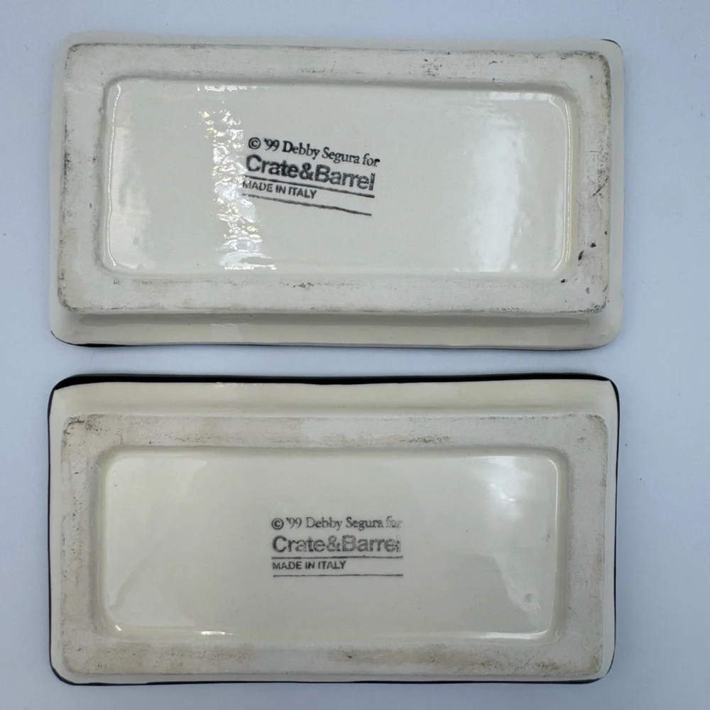 Crate & Barrel Debby Segura Olive Pepper Tray‎ Set Italy 1999 Ceramic